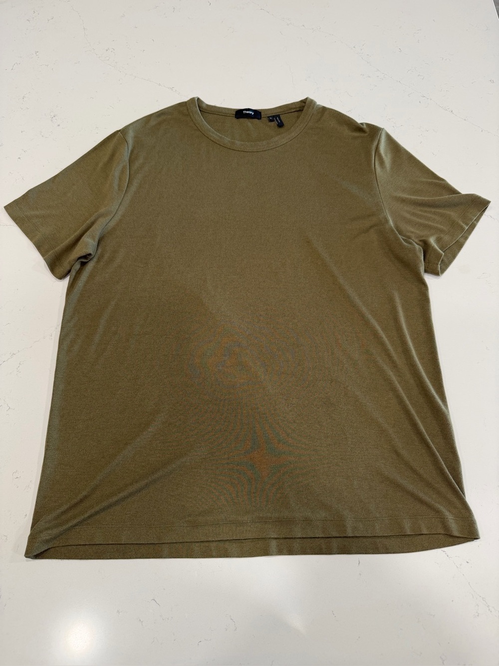 Theory Men’s Olive Essential Tee in Anemone Modal Jersey - XL